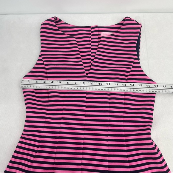 Lilly Pulitzer Brielle Hotty Pink Ottoman Stripe Stretch Fit Flare Dress Size M - Picture 5 of 10